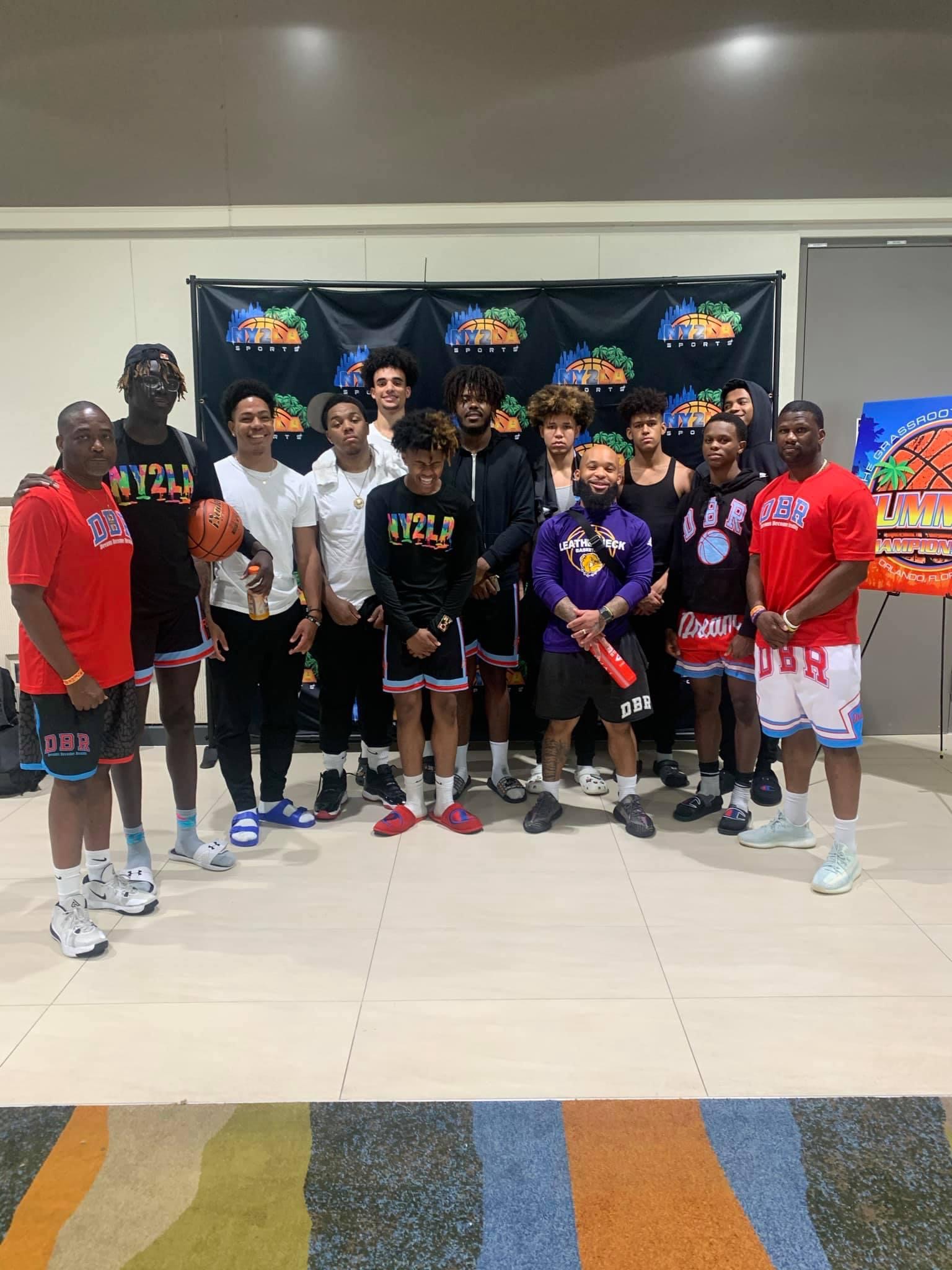 DBR basketball participants and mentors posing together at an event